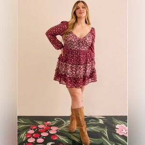 Altar'd State Teresa Floral Long Sleeve Mini Dress